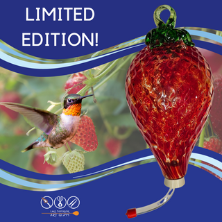 Limited Edition Glass Strawberry Hummingbird Feeder