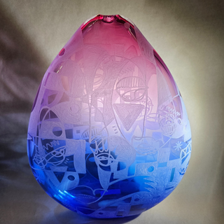 Leckie Etched Egg Vases-Blue/Pink