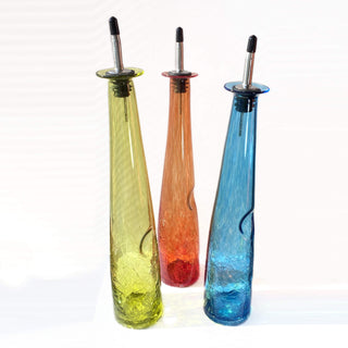 Crackle Olive Oil Bottle-Leckie Gassman-art glass,clear,dispenser,glass,high end,oil,olive,olive oil,vessel
