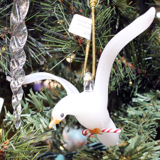 Holiday Seagull Ornament-Ernie Kober-buck,canada,candy cane,christmas,Ernie,glass art,holiday,north,ornament,Sculpture,seagull