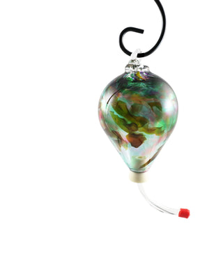 Green Blown Glass Hummingbird Feeder - Lake Superior Art Glass