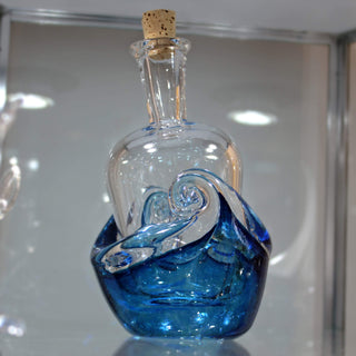 Message In a Bottle Sculpture - Lake Superior Art Glass