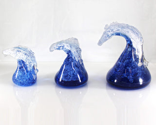 Recycled Glass Wave Sculptures - Lake Superior Art Glass