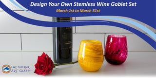 Design your own stemless wine goblet set | Lake Superior Art Glass