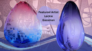 modern and translucent artworks by leckie gassman featuring pink, blue, and purple with hand etching