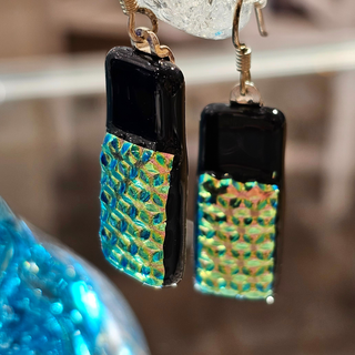 "Stream Reflections" Dichroic Glass Earrings by Vicki Olson
