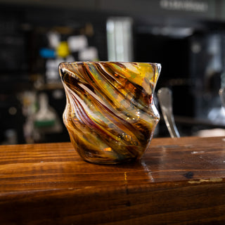 agate design custom made glass nesting cup by glass artist jake speich
