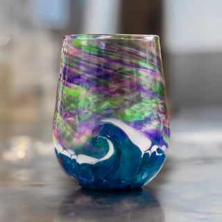 Limited Edition Northern Lights Stemless Wave Goblet
