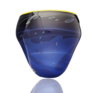 Anthony Scorza Cobalt Blue Open Vase with Yellow Lip