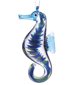 Blue Seahorse Ornament - Lake Superior Art Glass