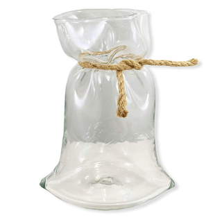 Clear Glass Bag Vase-Dante Germain-art glass,bag,burlap,clear,clouds,flower vase,glass,high end,sea scape,vessel,water