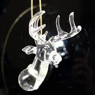 Clear Glass Deer Head Ornament-Ernie Kober-buck,christmas,deer,Ernie,glass art,holiday,hunter,mount,ornament,Sculpture,venison