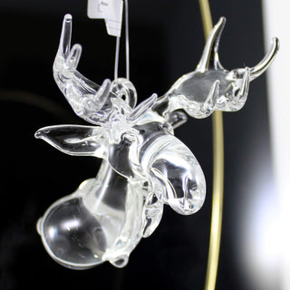 Clear Glass Moose Head Ornament-Ernie Kober-buck,canada,christmas,deer,Ernie,glass art,holiday,hunter,moose,mount,north,ornament,Sculpture