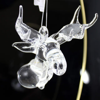 Clear Glass Moose Head Ornament-Ernie Kober-buck,canada,christmas,deer,Ernie,glass art,holiday,hunter,moose,mount,north,ornament,Sculpture