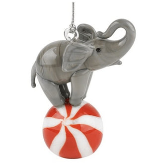 Elephant On A Ball Ornament - Lake Superior Art Glass