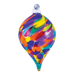 Rainbow Finial Shaped Blown Glass Ornament - Lake Superior Art Glass