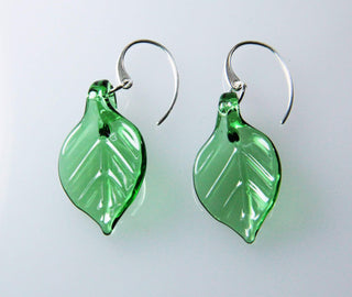 Glass Leaf Earrings - Lake Superior Art Glass