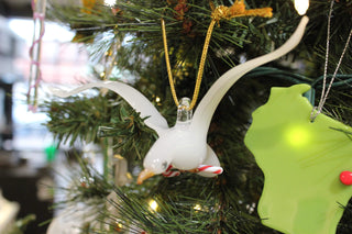 Holiday Seagull Ornament-Ernie Kober-buck,canada,candy cane,christmas,Ernie,glass art,holiday,north,ornament,Sculpture,seagull