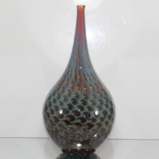 Lakeshore Series Bottle-Pete Chmelik-art glass,blue,flower vase,glass,gold,high end,navy,teal,vessel,water