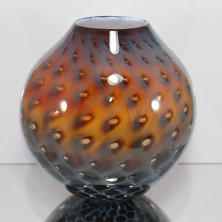 Lakeshore Series Round Vase-Pete Chmelik-art glass,blue,flower vase,glass,gold,high end,navy,teal,vessel,water