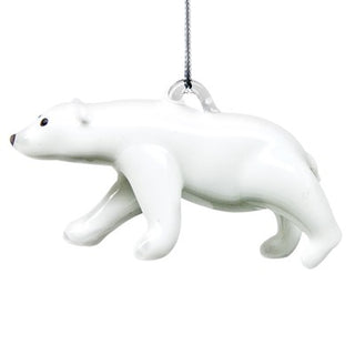 Polar Bear Ornament-Dynasty Gallery-christmas,decorative,dichro,holiday,minnesota,ornament,Ornaments,polar bear,tree,white