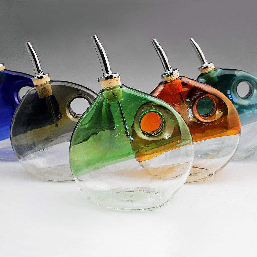 Hand-Blown Glass Olive Oil Dispensers