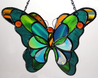 Stained Glass Butterfly-Julie Rutherford-butterfly,dragonfly,glass art,stained glass,suncatcher