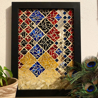 Transitions Mosaic-Jodie Cowan-art glass,beige,black,blue,mosaic,ombre,red,tan,transition