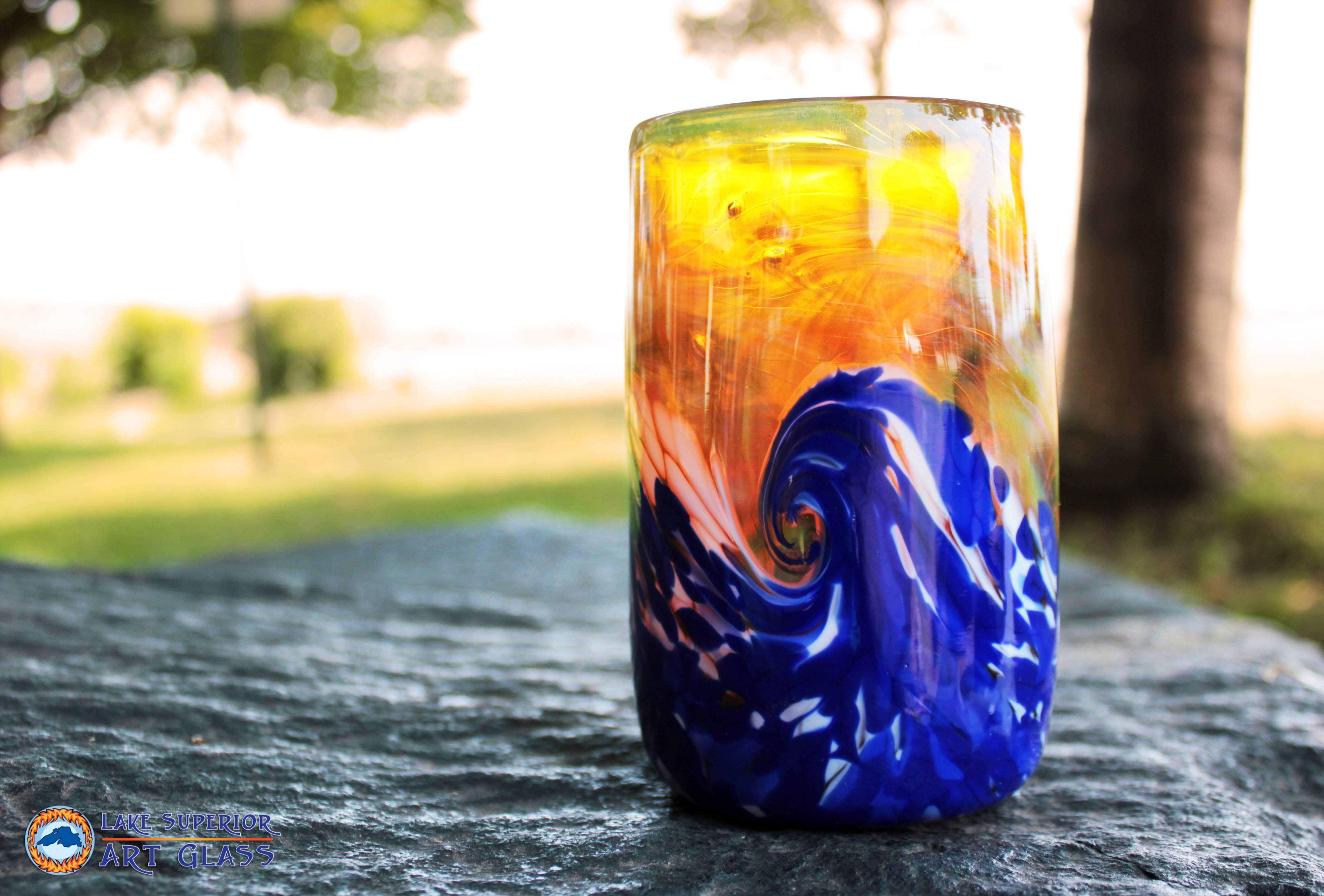 Middle Blue Candy Cane – Lake Superior Art Glass